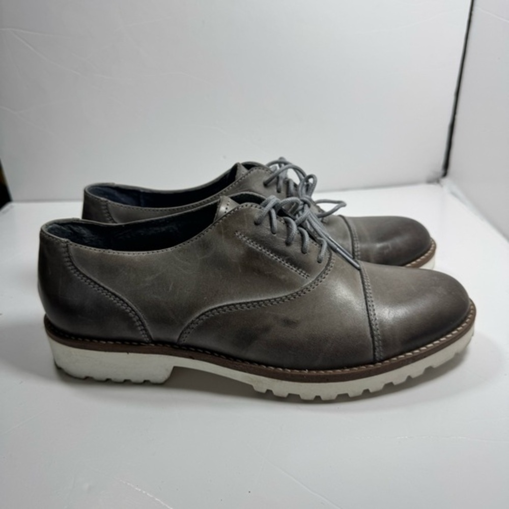 Romano Sicari Gray Leather Oxford‎ Shoes Sz 38 7.5 Women Made in Italy Academia